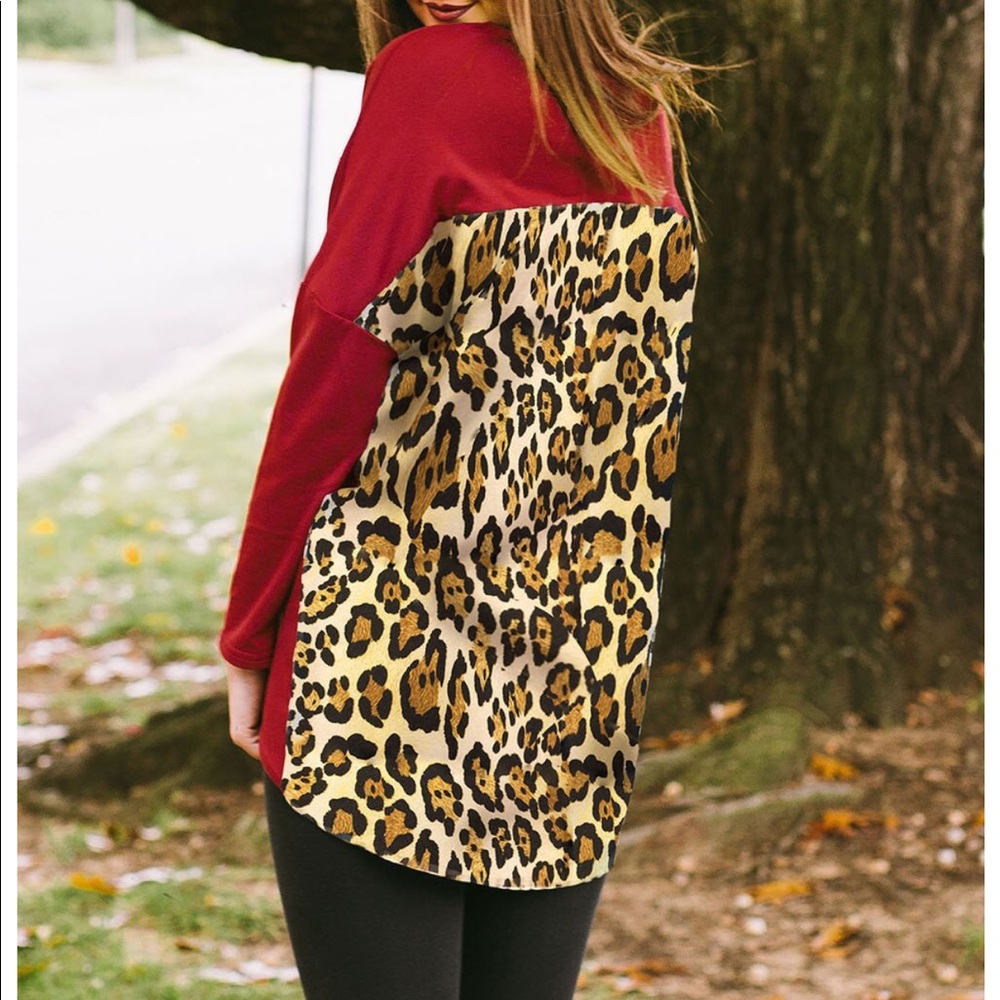 Game day Couture Solid/Leopard Print Tunic